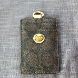 Coach PEYTON Signature C Brown ID/Card Holder